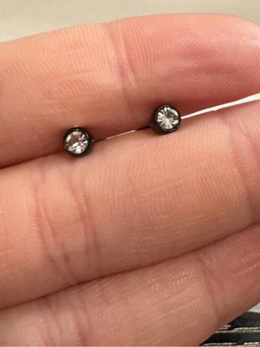 Classic Black Stud Earrings with Clear Crystal